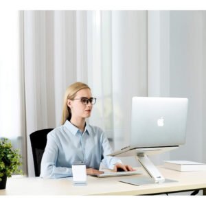 Aluminum Height Adjustable Laptop Stand For upto 11" - 15.6" Laptops - Ergonomic Laptop Stand for Desk, Aluminium Portable Laptop Riser Mount Stand for Laptop (Silver) - Image 5