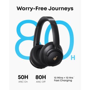 Anker Soundcore Life Q30 Bluetooth Noise Cancelling Headphones, 40H Playtime, USB Type C Fast Charge, Soft Earcups With Free Carry Case - Image 5