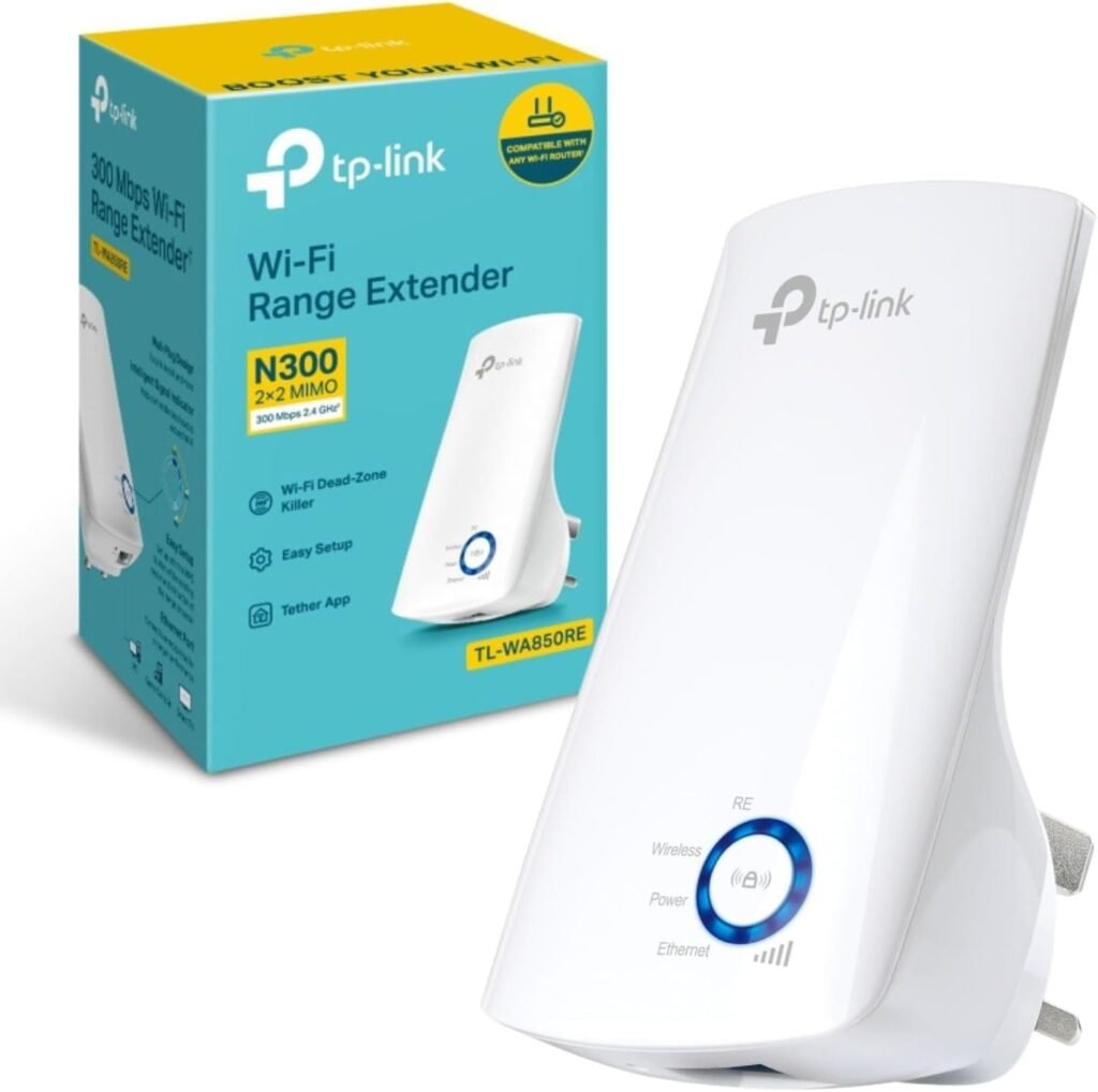 TP-Link 300Mbps Wi-Fi Range Extender, 2.4GHz Frequency, Up to 300Mbps Signal Rate, 2x Internal Antennas, 1x Ethernet Port (RJ45)