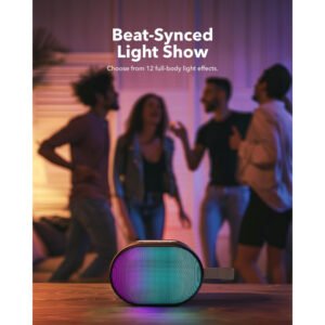 Anker soundcore Pyro Mini Portable Bluetooth Wireless Speaker with Full-Body Light Show, 6W, 10H Playtime, TWS Pairing, RGB Lights, AUX-In, Card Slot, USB-C, Bluetooth 5.3, Portable for Backyard, Outdoors - Black - Image 3