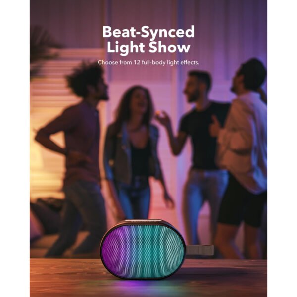 Anker soundcore Pyro Mini Portable Bluetooth Wireless Speaker with Full-Body Light Show, 6W, 10H Playtime, TWS Pairing, RGB Lights, AUX-In, Card Slot, USB-C, Bluetooth 5.3, Portable for Backyard, Outdoors - Black - Image 3