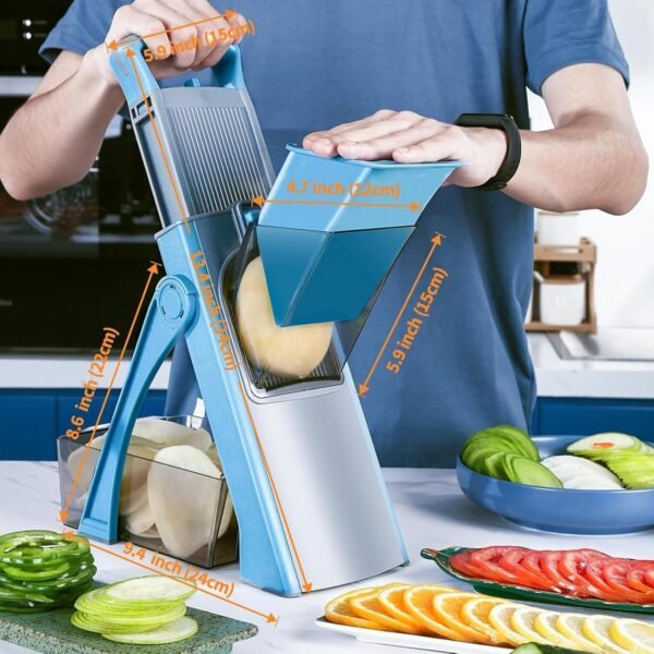 Mandoline Slicer Plus, Biger Size, Adjustable Vegetable Food Chopper Potato Fries Cutter, Detachable Blade, Kitchen Chopping Artifact, Gift (SkyBlue) - Image 3