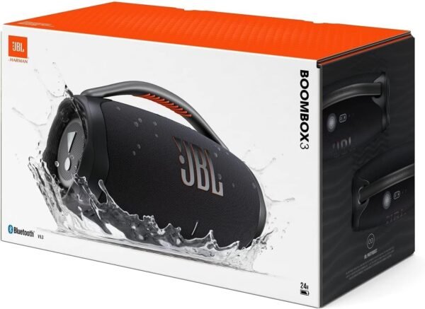 JBL Boombox 3 Portable Speaker, Massive Signature Pro Sound, Monstrous Bass, 24H Battery, IP67 Dust and Water Proof, Partyboost Enabled, Grip Handle, Bluetooth Streaming - Black - Image 5