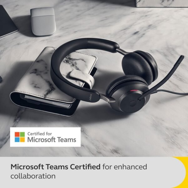 Jabra Evolve2 40 SE Wired Noise-Cancelling Stereo Headset With 3-Microphone Call Technology and USB-A Cable - MS Teams Certified, Works with All Other Platforms, Black - Image 5