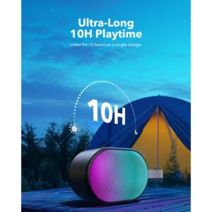 Anker soundcore Pyro Mini Portable Bluetooth Wireless Speaker with Full-Body Light Show, 6W, 10H Playtime, TWS Pairing, RGB Lights, AUX-In, Card Slot, USB-C, Bluetooth 5.3, Portable for Backyard, Outdoors - Black - Image 4