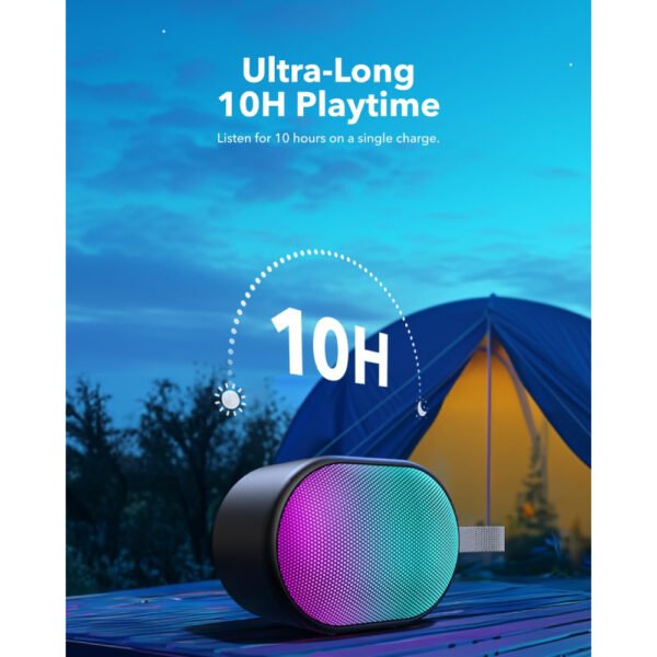 Anker soundcore Pyro Mini Portable Bluetooth Wireless Speaker with Full-Body Light Show, 6W, 10H Playtime, TWS Pairing, RGB Lights, AUX-In, Card Slot, USB-C, Bluetooth 5.3, Portable for Backyard, Outdoors - Black - Image 4