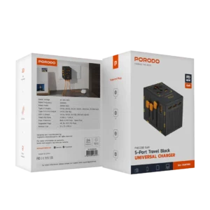 Porodo GaN 5-Port Travel Block Universal Charger, PD 65W Fast Charging, Built-in Safeguards, Dual Fuse, Fuse Protection, 4 USB-C, 1 USB-A, 2500W Max Rated Power (Gray - Image 6