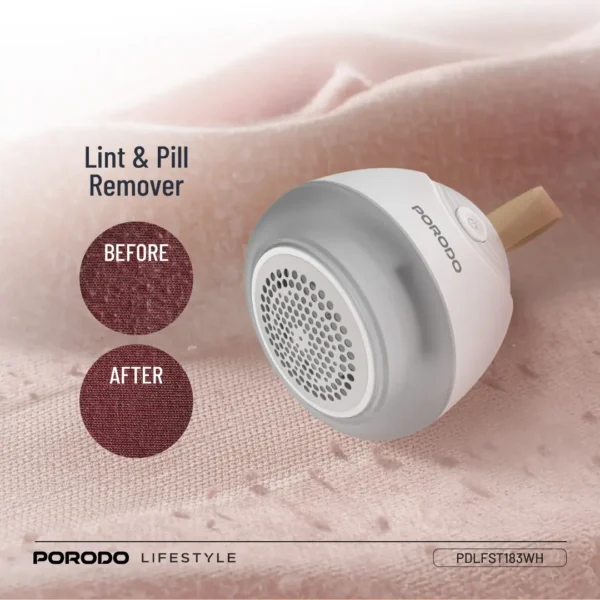 Porodo Lifestyle Fabric Shaver Lint & Bobbles Remover - White - Image 3