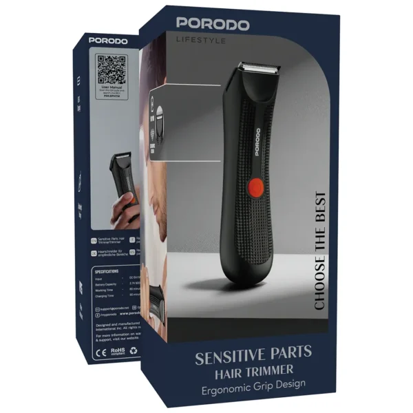 Porodo Lifestyle Sensitive Parts Hair Trimmer Ergonomic Grip Design - Black - Image 4