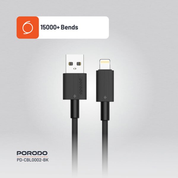 Porodo 3M USB-A to Lightning Durable Charging Cable - Image 8