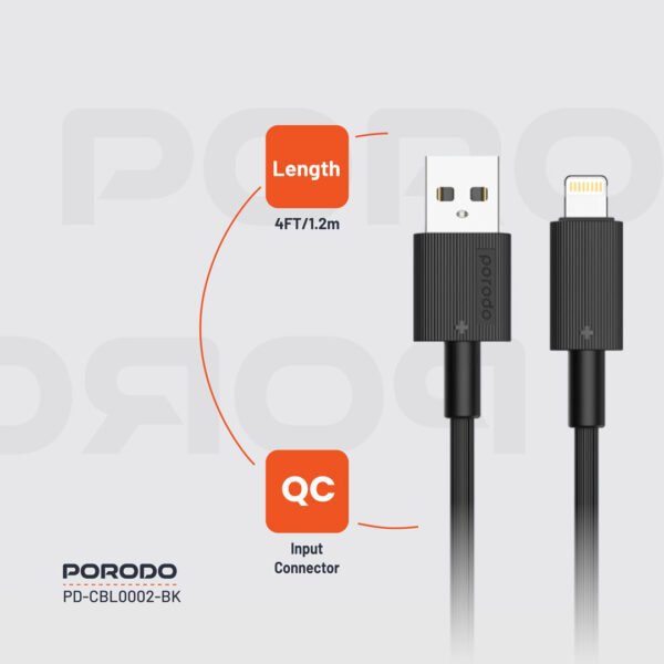 Porodo 3M USB-A to Lightning Durable Charging Cable - Image 5