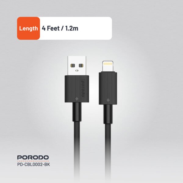 Porodo 3M USB-A to Lightning Durable Charging Cable - Image 4