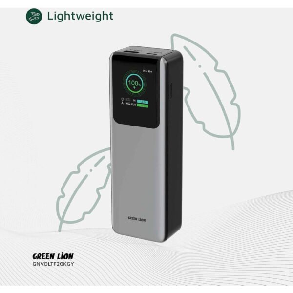 Green Lion Voltura 20000mAh Power Bank, PD 100W Fast Charging, TFT Display, Lightweight & Stylish Design, QC 22.5W USB-A Output, Wide Compatibility, Exquisite Appearance - Image 3