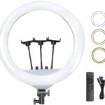 Plokama 18 inch LED Photography Ring Light Circle Studio Selfie Light with Remote And Mobile Phone Holders For Makeup Camera Photography YouTube Video TikTok Vlog Live Stream