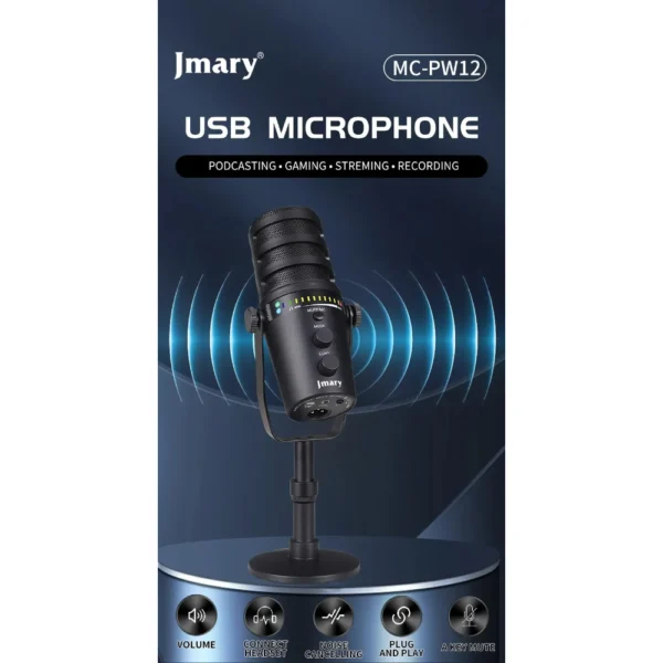 Jmary MC-PW12 Professional USB Microphone For Podcasting, Gaming, Streaming, Recordings - Image 5
