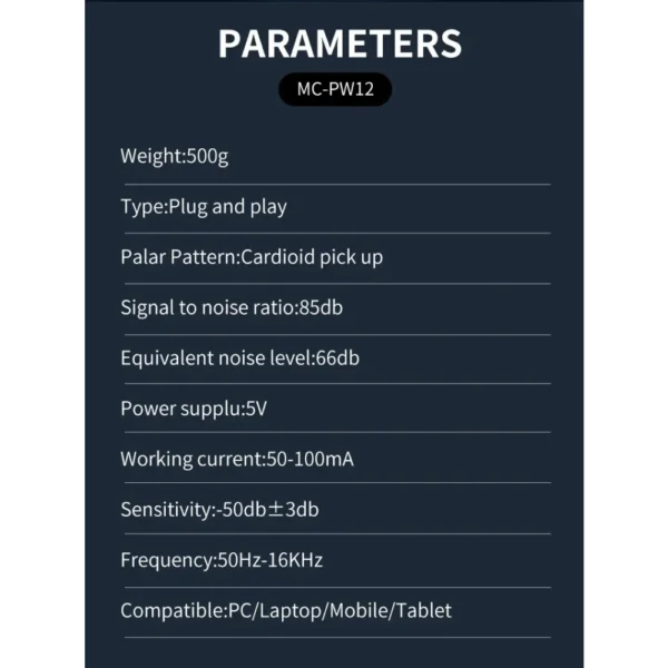 Jmary MC-PW12 Professional USB Microphone For Podcasting, Gaming, Streaming, Recordings - Image 14