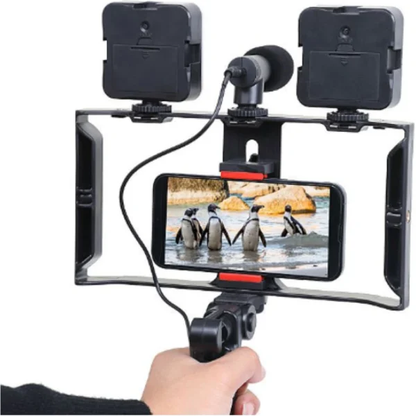 Plokama PK-778 Vlogger Cellphone Video Kit, LED Mobile Camera Photography, Tripod, LED Flashlight, Microphone, Phone Holder, Remote Control - Image 2