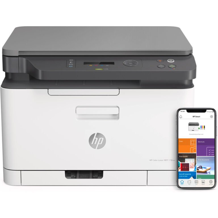 HP 178nw Printer, Wireless Laser Color Multifunction All in One Mobile Ethernet Wi-Fi Printer – White