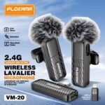 PLOKAMA VM20 Mic Wireless Clip on Microphone Lavalier HP Plug & Play Dual Mic Type C & Lightning