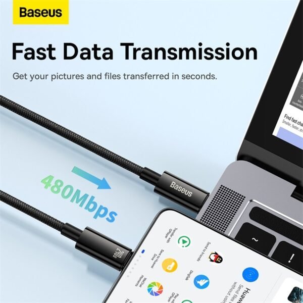Baseus Tungsten Gold Fast Charging Data Cable Type-C to Type-C 240W - Image 6