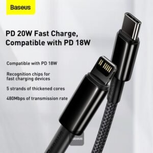 Baseus Tungsten Gold Fast Charging Data iPhone Cable Type-C PD 20W - Image 6