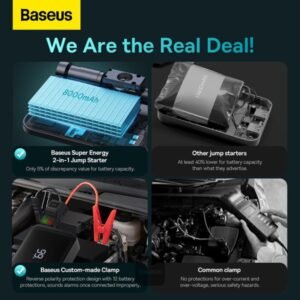 Baseus Super Energy 2-in-1 Jump Starter: 8000mAh 1000A with Tire Inflator - Image 5