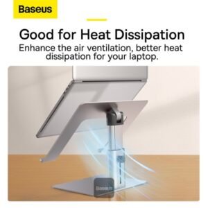 Baseus Metal Adjustable Laptop Stand Compatible With 11 To 17.3 Inches Silver - Image 7