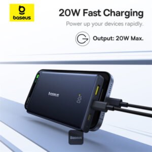 Baseus PicoGo 10000mAh Power Bank with Digital Display 20W Fast Charging - USB-A, 2x Type-C - Black (With Simple Wiring Type-C to Type-C 60W 20V/3A 30cm Black) - Image 3