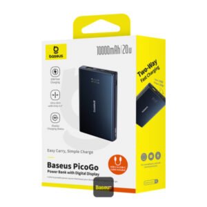 Baseus PicoGo 10000mAh Power Bank with Digital Display 20W Fast Charging - USB-A, 2x Type-C - Black (With Simple Wiring Type-C to Type-C 60W 20V/3A 30cm Black) - Image 10