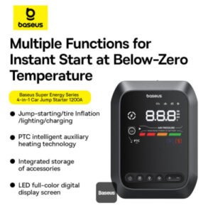 Baseus Primetrip Series Super Energy 4in1 Car Jump Starter 1200A with 150 PSI Tire Inflator, 3000mAh Power Bank & Flashlight | Color Display - Image 16