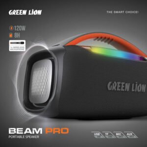 Green Lion Beam Pro Portable Speaker, 120W Power, Wireless Mic, IPX6 Waterproof, 8 Light Modes, Extra Bass, 360 Audio, Multi-Input Support (AUX/USB-C/TF/MIC) - Image 3