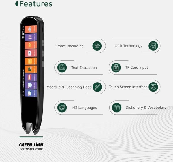 Green Lion Translation Pen 1000mAh Battery, Dictionary & Vocabulary, Macro 2 MP Scanning Head, Touch Screen Interface, Voice Translation, Photo Translation, TF Card Input, Smart Recording - Image 9
