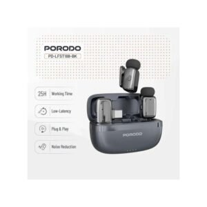Porodo Wireless Lavalier Microphones Type-C - Black - Image 3