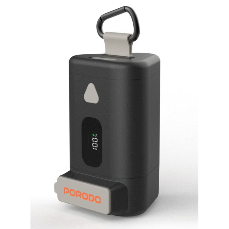 Porodo 15000mAh Power Bank PD 65W Fast Charging with a 70cm Retractable Type-C Cable & Built-In Safeguards / Digital Display Fast Charger