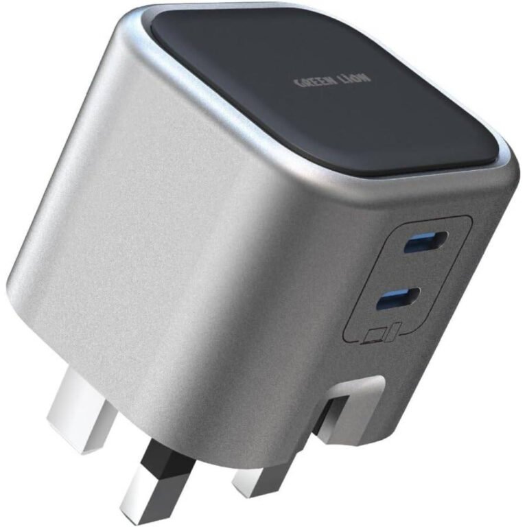 Green Lion GaN Adapter 45W 2 USB-C Ports PD 3.0, Multi-Device Compatible, Multiple Protection, Flame Retardant PC, Breathing Light, PD25W + PD20W Type-C1+C2 Output