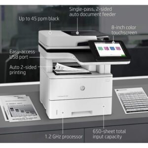 HP MFP M528dn Monochrome Laser Printer, Print Speed 45 ppm, 8.5 x 14" Flatbed Scanner, Print Speed 45 ppm, 1200 x 1200 dpi, 100-Sheet ADF, 8" Color Touchscreen, - Image 8