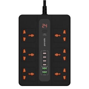 Porodo 6 AC 2 USB-A 24W & 4 USB-C PD 36W Multi-Port Super Hub 3M 3000W UK - Image 4