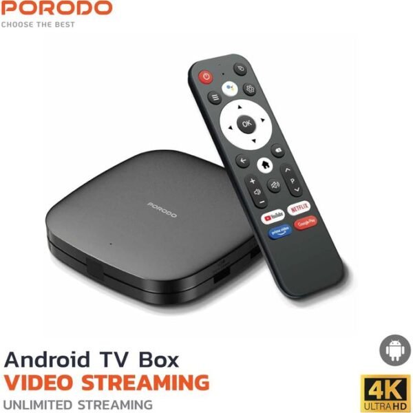 Porodo Android TV Box 1080P 2GB RAM 8GB ROM Support 4K - Black - Image 2