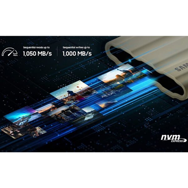 Samsung T7 Shield 2TB Portable External SSD, USB 3.2 Gen2 Interface (10 Gbps), Read/Write Speeds Up to 1050/1000 MB/s, AES 256-bit Encryption, Rugged, IP65 Dust & Water Resistant, Black - Image 4