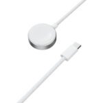 Porodo One Touch Charger magnetic Watch Charger 2.5W, Compatible with iWatchSamsung Watch, Strong Magnet, High-Speed Charging, Durable Cotton Briaded Material, USB-C Connector - White