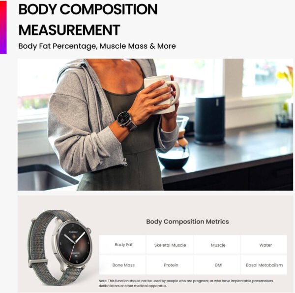Amazfit Balance Smartwatch, 1.5" AMOLED Display, BioTracker 5.0 PPG Biometric Sensor, Acceleration, Gyroscope, Air Pressure & Temperature Sensor, WLAN 2.4GHz, Bluetooth 5.0, Sunset Grey - Image 5