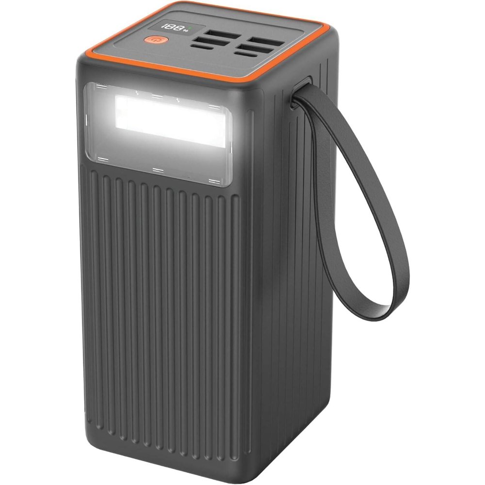 Porodo 60000mAh Power Bank, Multi-Device PD Charging, Smart Power Management, Laptop Charger, QC 22.5W, 65W PD, 4 USB-A & 2 USB-C Ports, Display to Show Charging Status