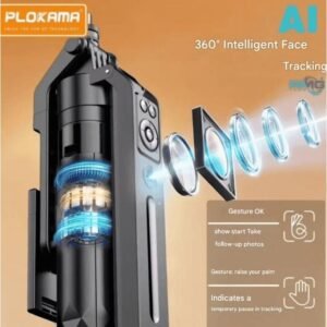 PLOKAMA Auto-A7 Pro AI 360° Rotating Tripod Portable Selfie Stick with Automatic AI Face Tracking - Black - Image 4