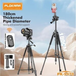 PLOKAMA PK-9970 – 180CM Tall, 360° Rotating Tripod with Bluetooth Remote, Phone Holder & Carry Bag – Compatible with DSLR, iPhone, Android - Image 5