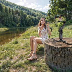 Green Lion New York Gimbal Smart Face Tracking, Adjustable Shooting Mode, 3200 mAh Battery, 10H Working Time, Built-in Fill Light, OLED Display, 3-Axis Stabilization, Focus & Zoom Control - Black - Image 4