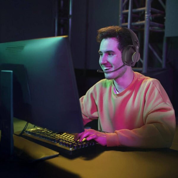 Porodo Gaming Triple-Mode Gaming Headphone, 800mAh Battery, Wireless Connectivity (2.4G/ Bluetooth V5.3), Wired Connectivity (3.5mm Jack), Noise-Canceling Mic, Adjustable Headband, Low-Latency - Image 4