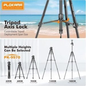 PLOKAMA PK-9970 – 180CM Tall, 360° Rotating Tripod with Bluetooth Remote, Phone Holder & Carry Bag – Compatible with DSLR, iPhone, Android - Image 6