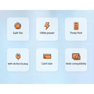 Mcdodo 100W GaN Wall Charger, 3 Port Fast Portable Charger, USB-C Qc Pd 3.0 Power Adapter Compatible with Mobile, MacBook, Surface, USB-C Laptop Cellular Phones, and Android Device - Image 5