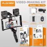 Plokama PK-778 Vlogger Cellphone Video Kit, LED Mobile Camera Photography, Tripod, LED Flashlight, Microphone, Phone Holder, Remote Control