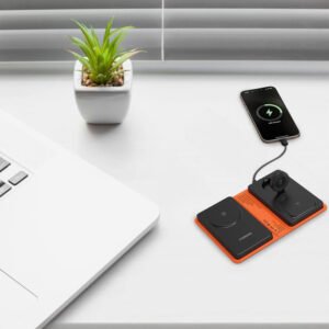 Porodo Folding 4-Device Wireless Charger, 8K mAh Battery Capacity, Wide Compatibility, Fast Charging, Folding Design, PD 20W, Type-C Charging Port, Watch Charger, Earbud Charger, Phone Charger - Black - Image 3
